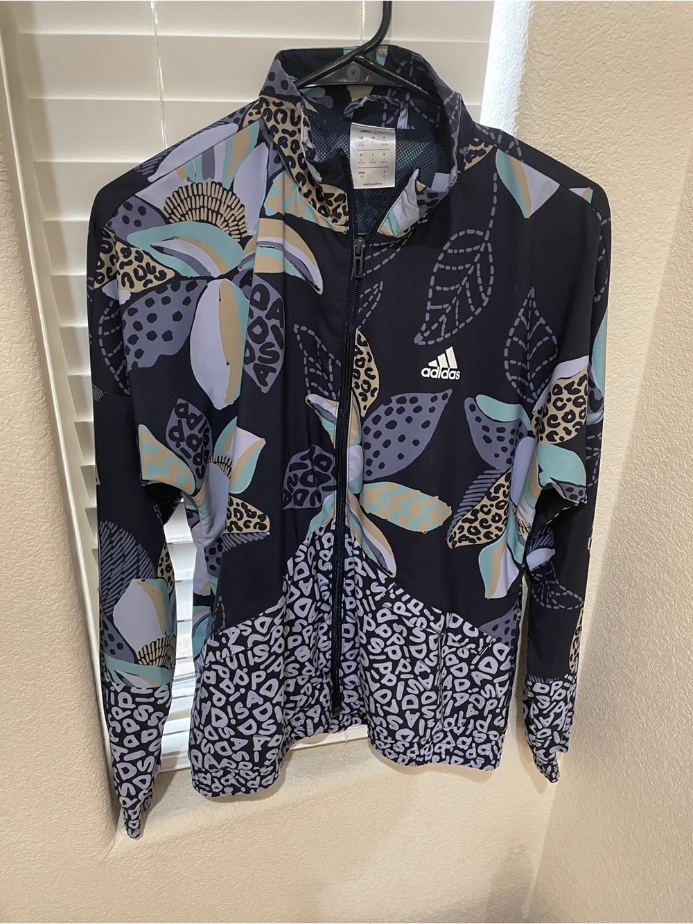 adidas Black Floral & Leopard Print Lightweight Bomber Jacket